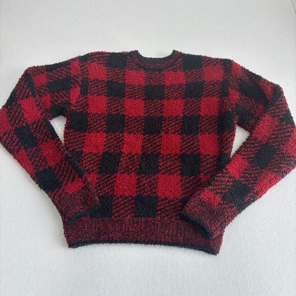 SKIMS Sweaters - Skims Buffalo Plaid Pullover Women's S/M Red Black Check Cozy Soft Fuzzy NWT